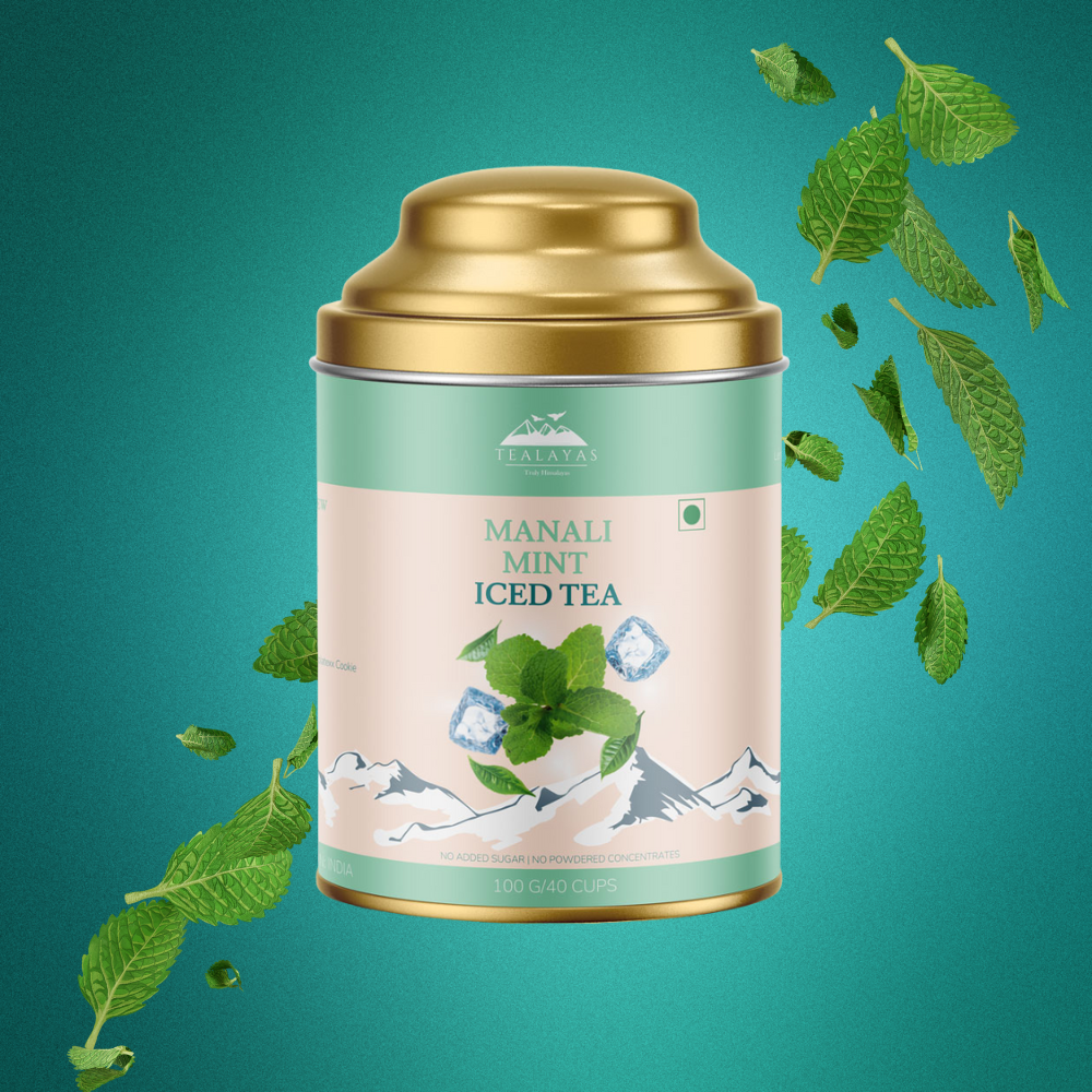 Manali Mint Iced Tea tin packaging front view